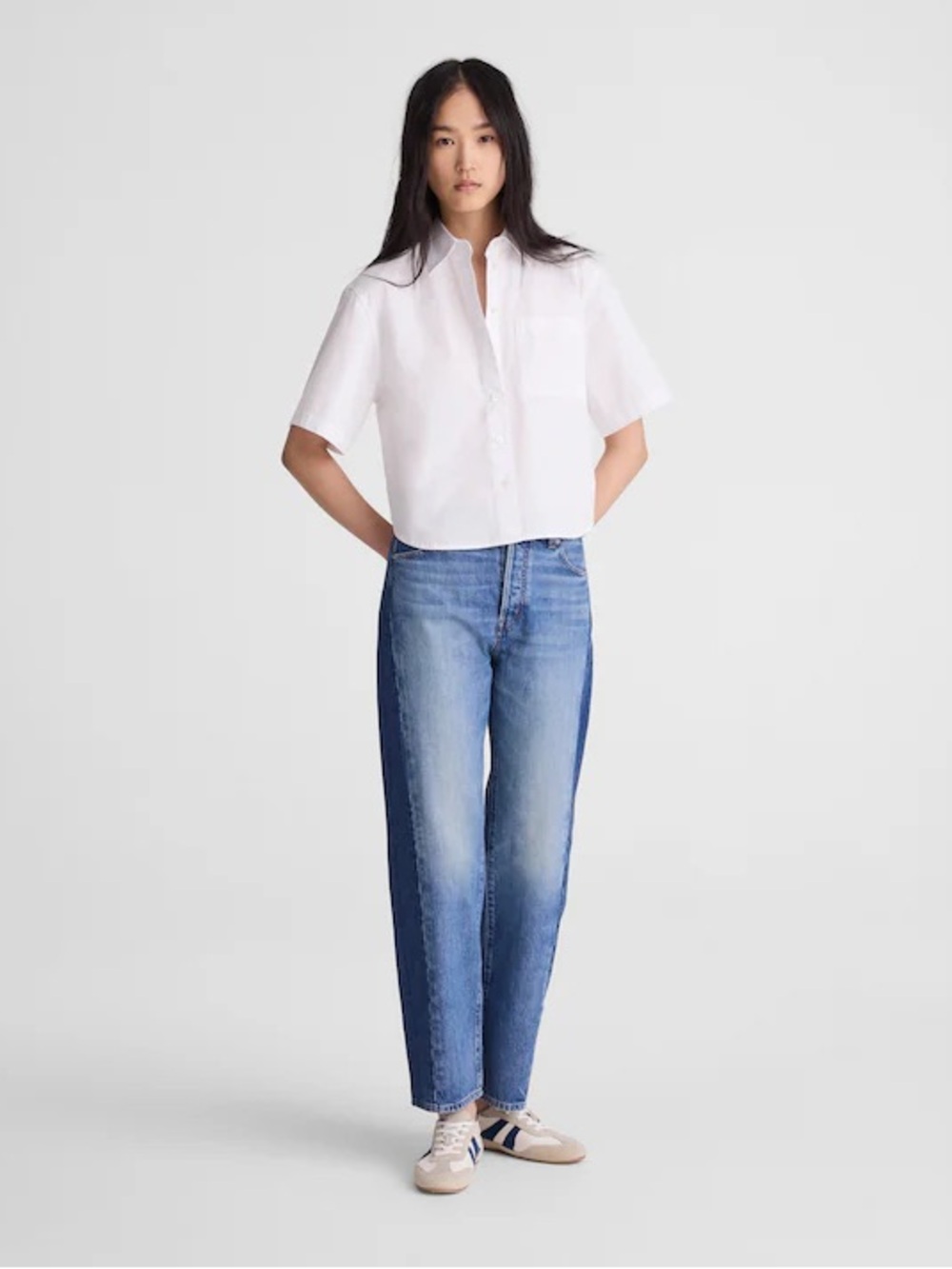 NWT Madewell Straight-Hem Short-Sleeve Shirt in White Poplin, Sizes S & M - Picture 5 of 9